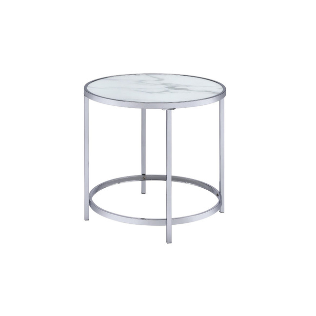 Rayne 24" Round Faux Marble End Table