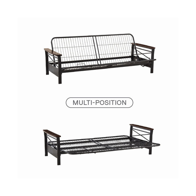 Natalie Metal Futon Frame with Wood Armrests