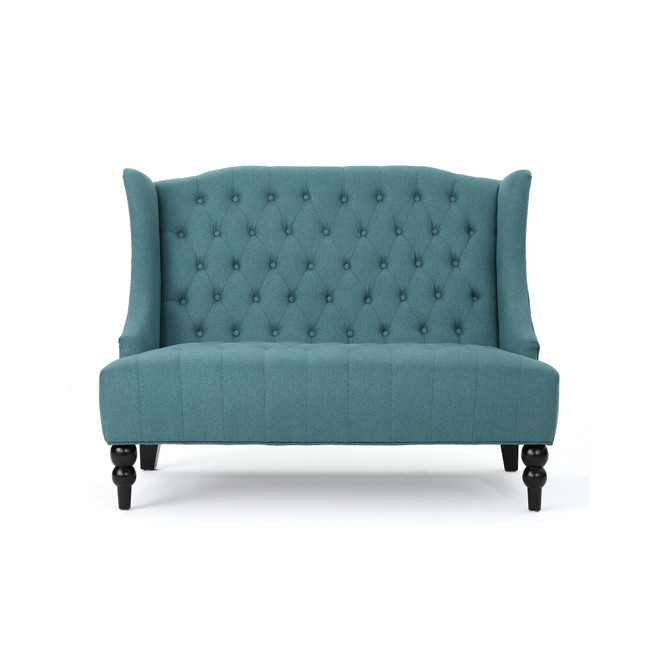 Leora Contemporary Tufted Wingback Loveseat