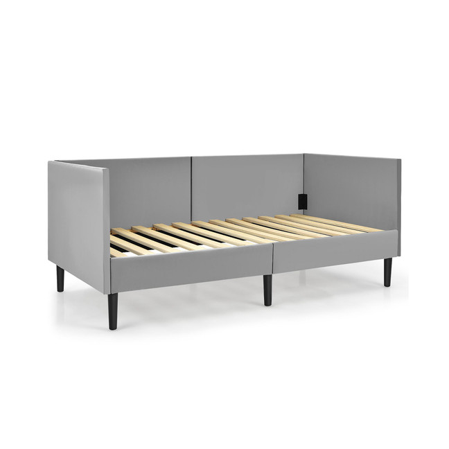 Twin Daybed Upholstered Linen Wooden Sofa Bed Frame
