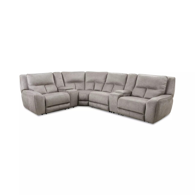 Terrine 6-Pc. Fabric Sectional with 3 Power Motion Recliners and 2 USB Consoles