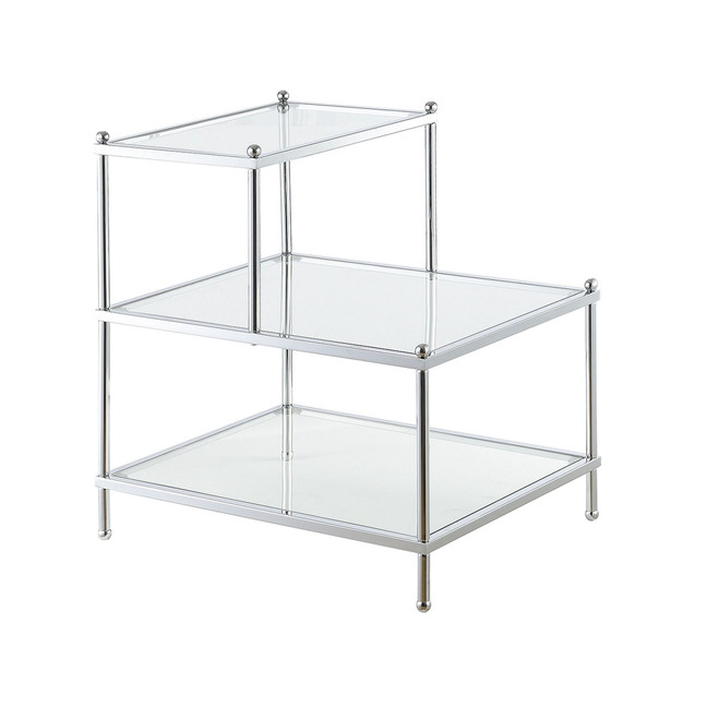 Royal Crest 2 Step Glass Chairside End Table