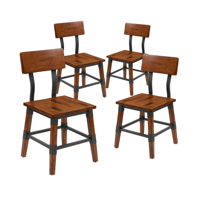 Breton Dining Chairs With Steel Supports And Footrest - Set Of 4