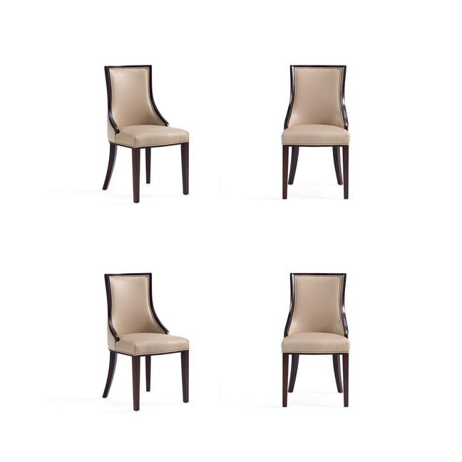 Grand 4-Piece Beech Wood Faux Leather Upholstered Dining Chair Set