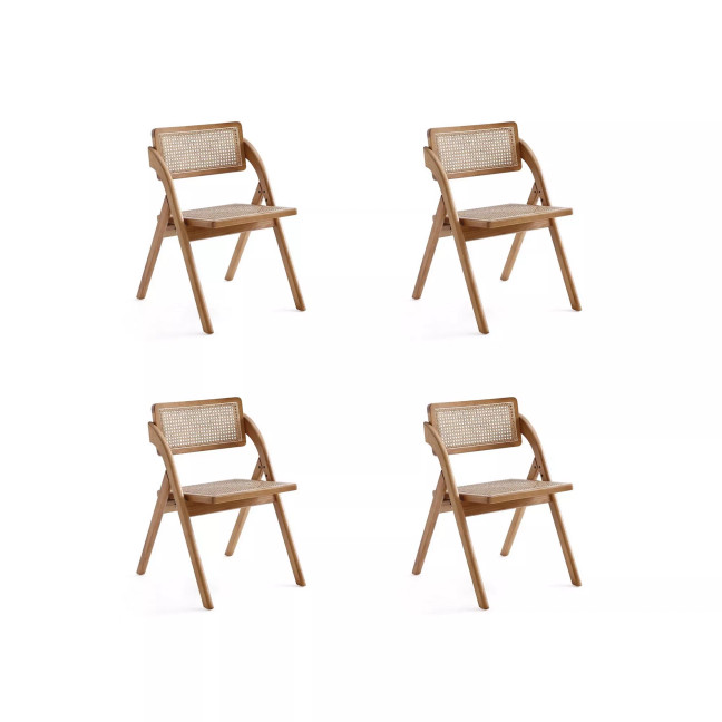 Lambinet 4-Piece Ash Wood and Natural Cane Folding Dining Chair