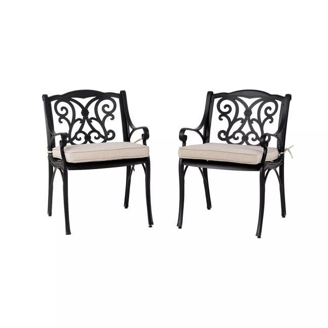 Set of 2 Dining Chairs with Cushions
