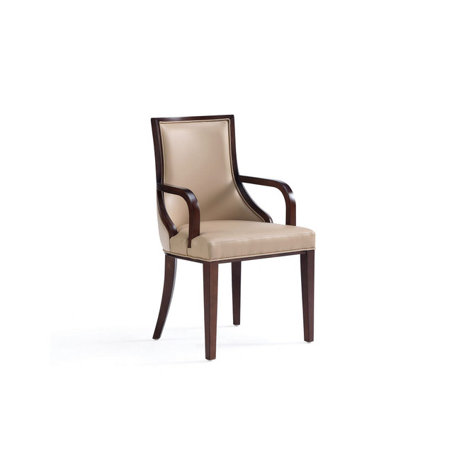 Grand 37.25" Beech Wood Faux Leather Upholstered Dining Armchair