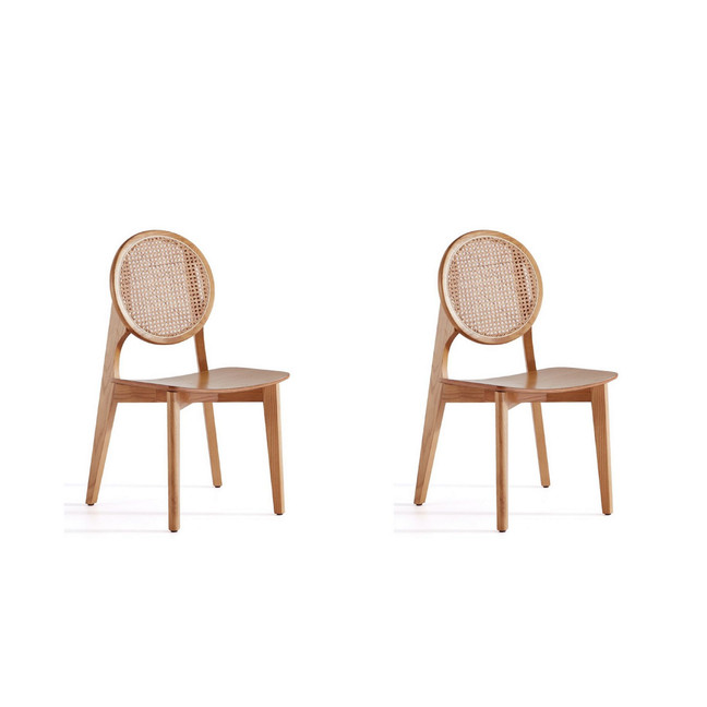 Versailles 2-Piece Round Ash Wood and Natural Cane Dining Chair