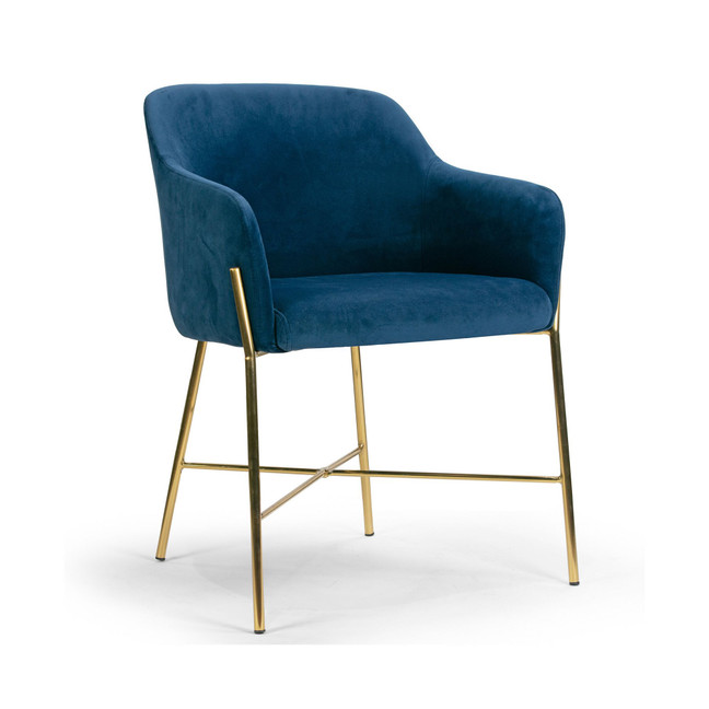 Ana Velvet Arm Dining Chair with Metal Legs