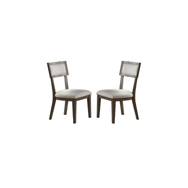 Set of 2 Fabric Upholstery Dining Chairs in Grey and White