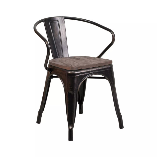 Metal Chair With Wood Seat And Arms