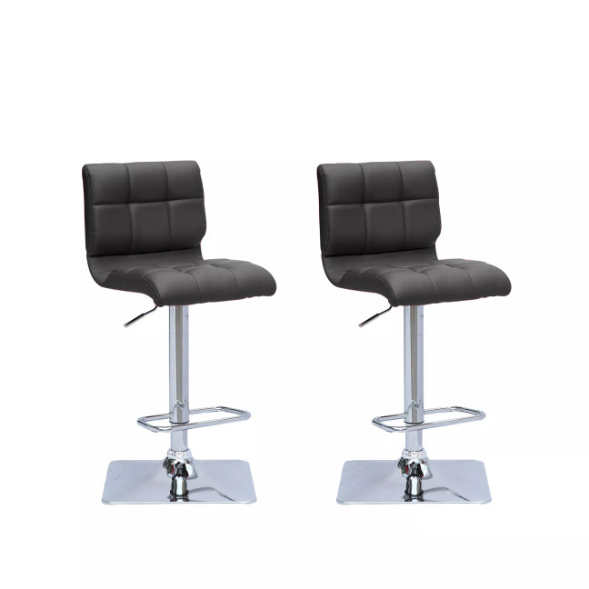 Adjustable Curved Back Barstool in Bonded Leather, Set of 2