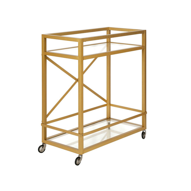 Wilson Bar Cart with Clear Glass Shelves