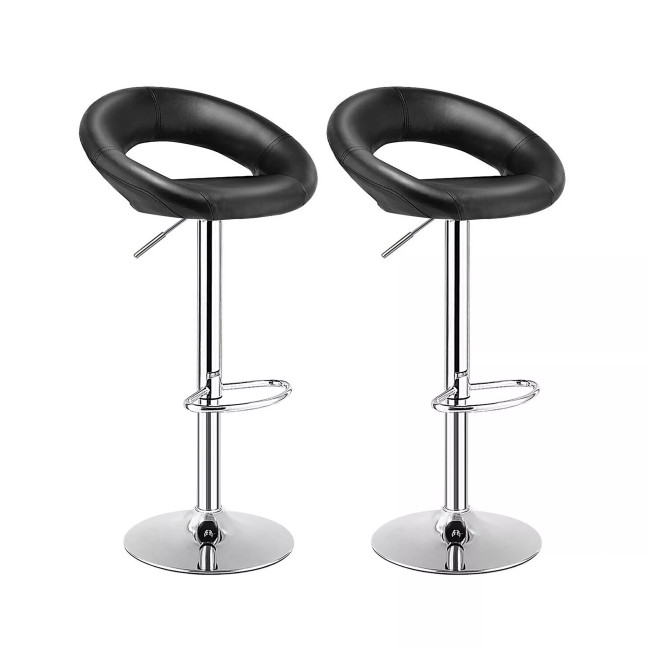 Set of 2 Bar Stools Adjustable PU Leather Barstools Swivel