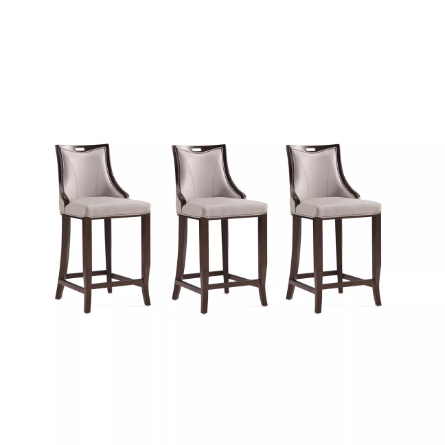 Emperor 19" 3 Piece Beech Wood Faux Leather Upholstered Barstool Set