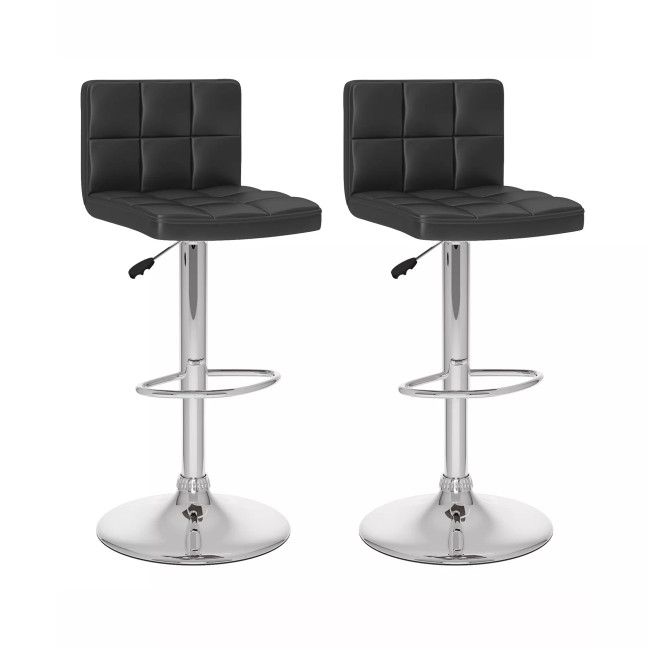 Mid Back Square Panel Adjustable Barstool in Leatherette, Set of 2