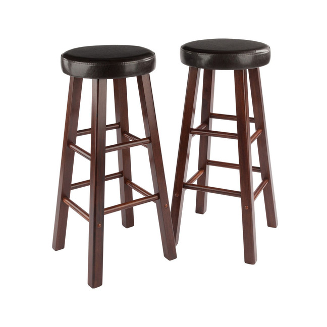 Maria 2-Piece Wood Cushion Seat Bar Stool Set