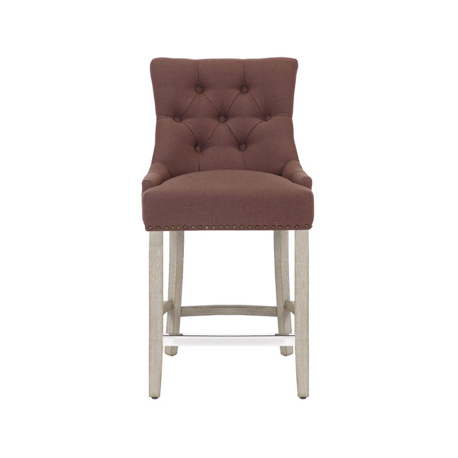 24" Linen Fabric Tufted Buttons Upholstered Wingback Counter Stool