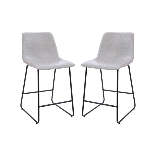 24" Commercial Grade LeatherSoft Counter Height Barstools - Set of 2
