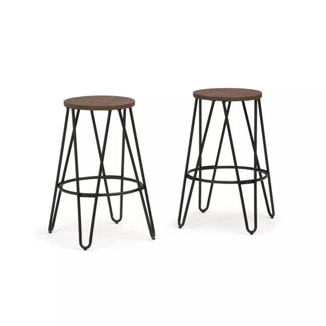 Simeon 26" Metal Counter Height Stool with Wood Seat, Set of 2