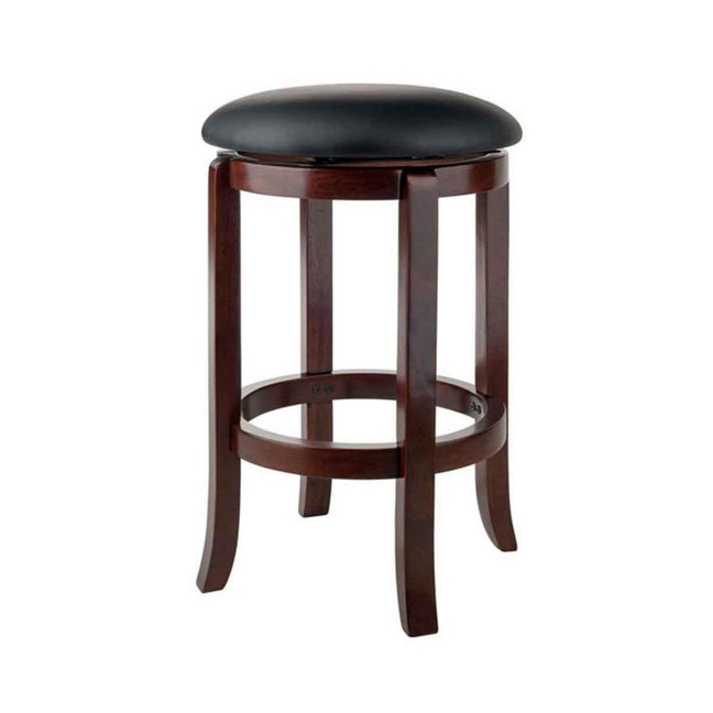 Transitional Walcott Cushion Swivel Seat Counter Stool, Black and Walnut