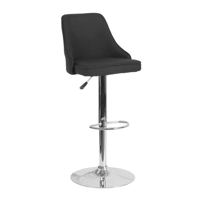 Trieste Contemporary Adjustable Height Barstool in Black Fabric