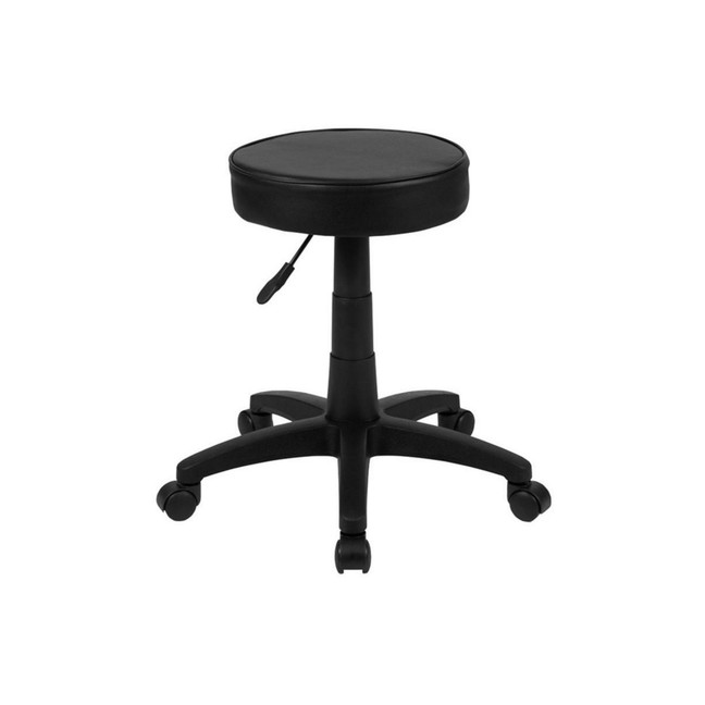 Black Adjustable Doctors Stool on Wheels with Ergonomic Molded Seat