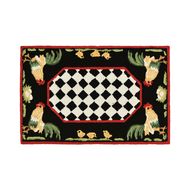 Frontporch Rooster Black and Gray 2' x 3' Outdoor Area Rug