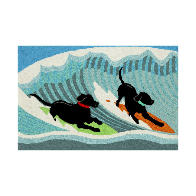Liora Manne Front Porch Indoor/Outdoor Surfing Dogs Ocean 2' x 3' Area Rug
