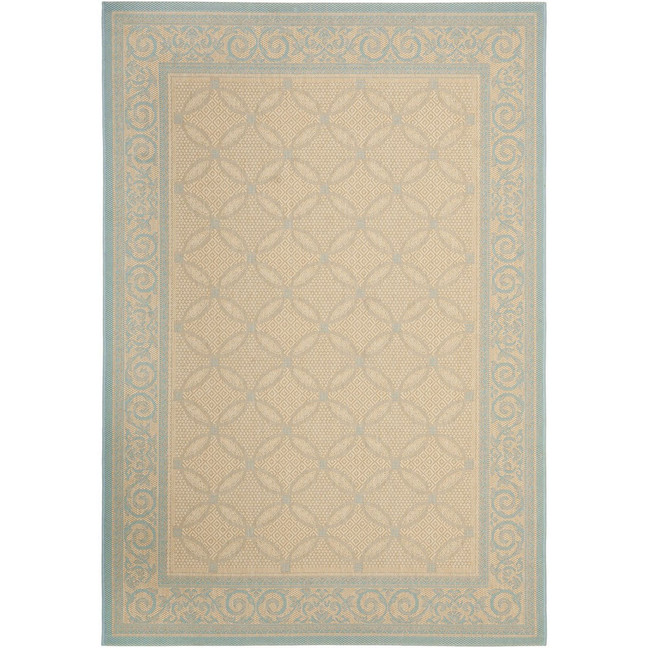 Courtyard Cream and Aqua 8' x 11' Sisal Weave Outdoor Area Rug