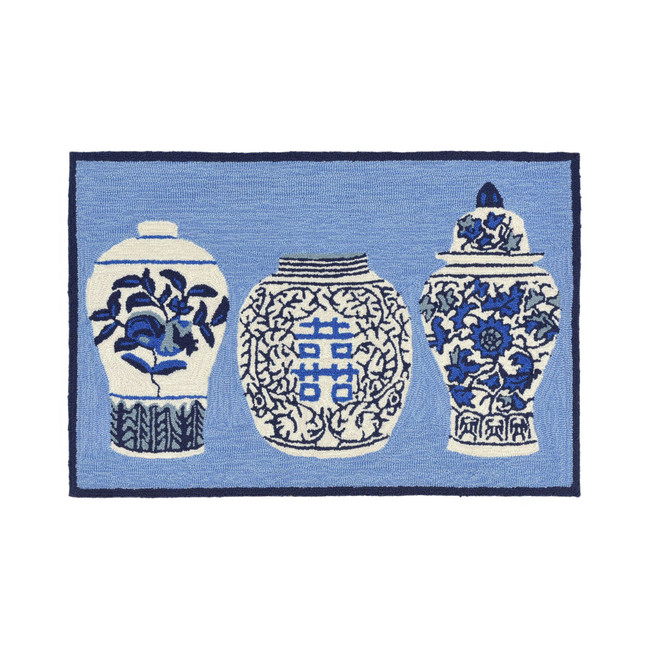 Liora Manne Front Porch Indoor/Outdoor Ginger Jars Blue 2' x 3' Area Rug