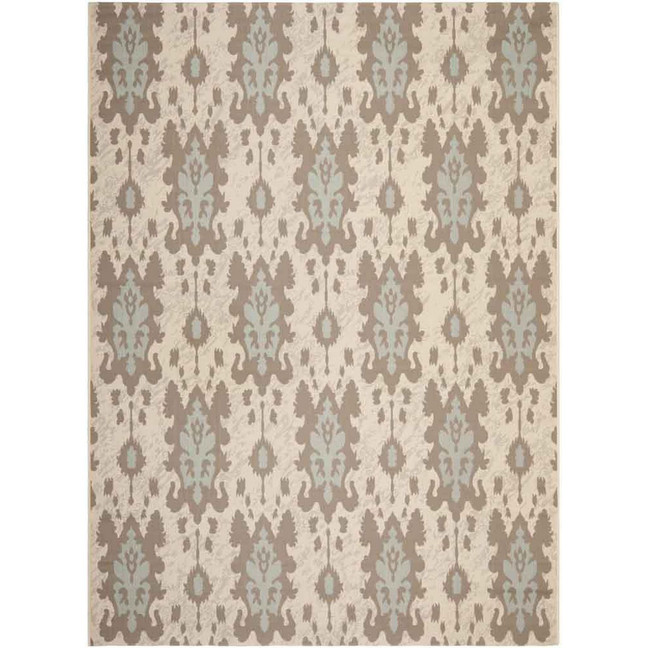 Courtyard Beige Dark Beige and Aqua Weft 8' x 11' Sisal Weave Outdoor Area Rug