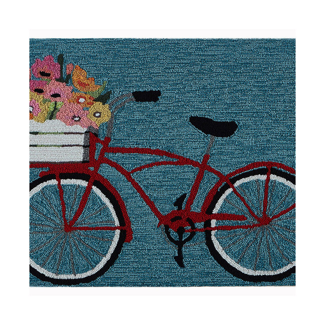 Frontporch Bike Ride Blue 1'8" x 2'6" Outdoor Area Rug