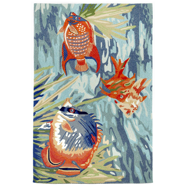 Ravella 2255 Tropical Fish Blue 2' x 5' Indoor/Outdoor Area Rug