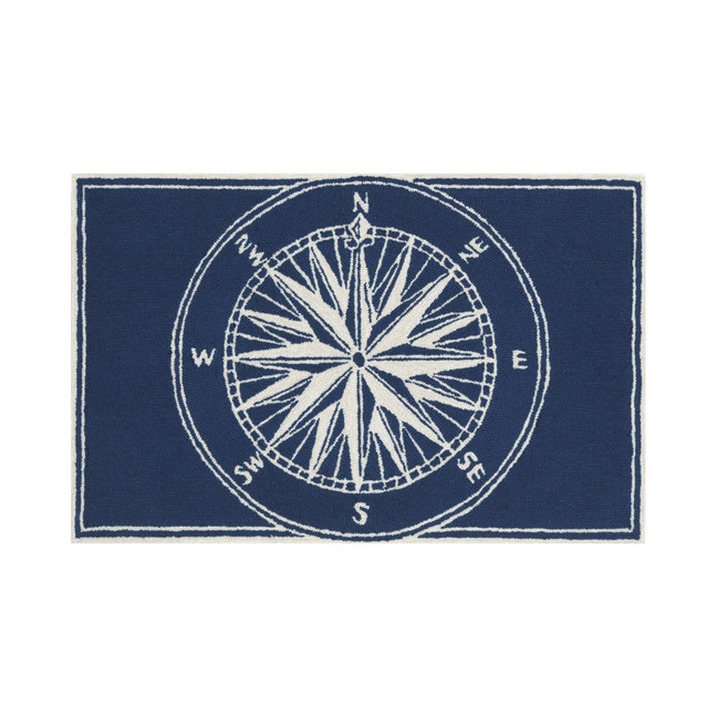 Liora Manne Front Porch Indoor/Outdoor Compass Navy 2'6'' x 4' Area Rug