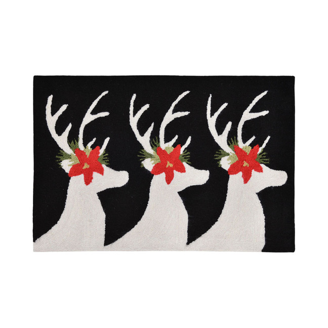 Liora Manne Front Porch Indoor/Outdoor Reindeer Black 2' x 3' Area Rug