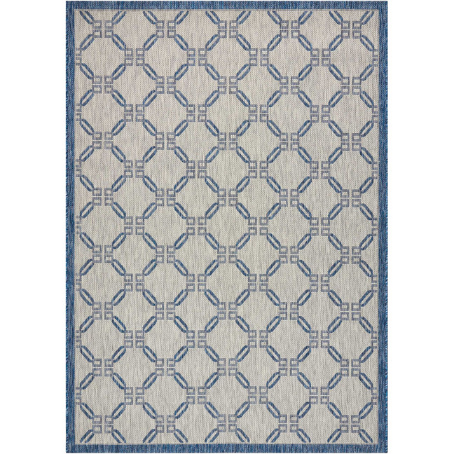 Country Side CTR02 Ivory and Blue 3'6" x 5'6" Outdoor Area Rug