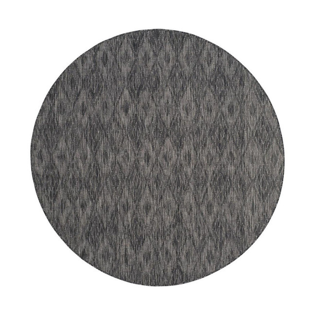 Courtyard Black 5'3" x 5'3" Sisal Weave Round Outdoor Area Rug