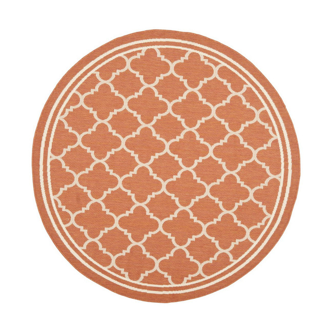 Courtyard Terracotta and Bone 6'7" x 6'7" Sisal Weave Round Outdoor Area Rug