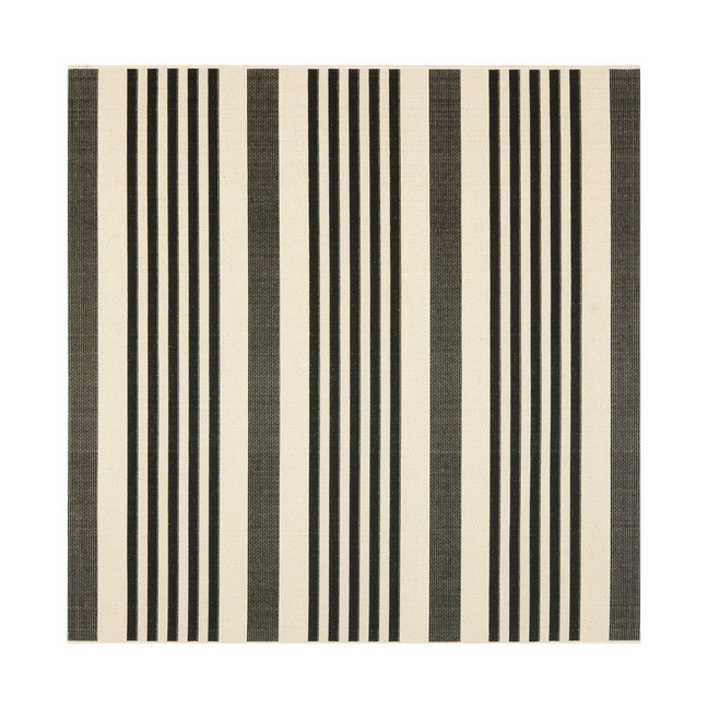 Courtyard Black and Bone 5'3" x 5'3" Sisal Weave Square Outdoor Area Rug