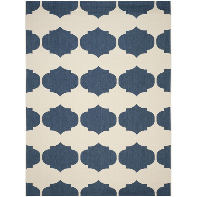Courtyard Beige and Navy 9' x 12' Outdoor Area Rug