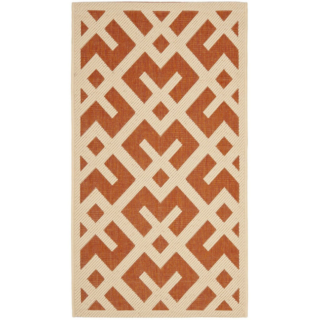 Courtyard Terracotta and Bone 2'7" x 5' Outdoor Area Rug