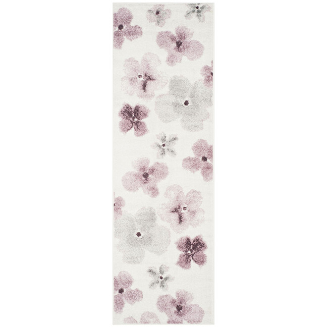 Adirondack Ivory and Purple 2'6" x 6' Runner Area Rug