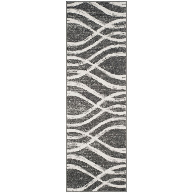 Adirondack Charcoal and Ivory 2'6" x 8' Runner Area Rug