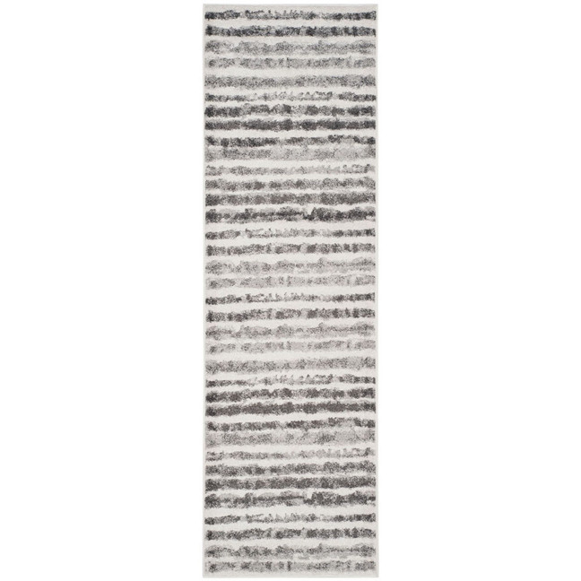 Adirondack Ivory and Charcoal 2'6" x 8' Runner Area Rug
