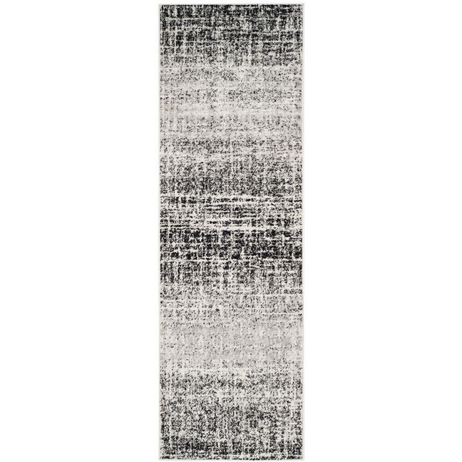 Adirondack Ivory and Black 2'6" x 8' Runner Area Rug