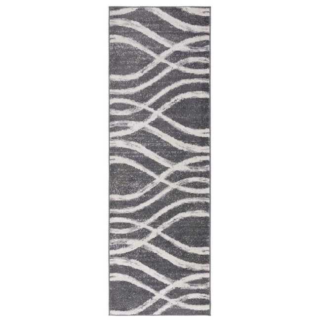 Adirondack Charcoal and Ivory 2'6" x 6' Runner Area Rug