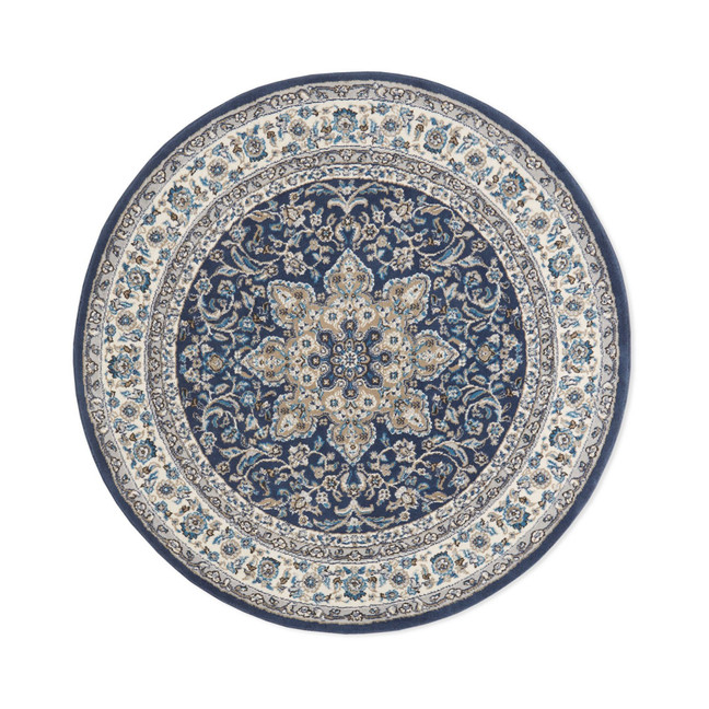 Haven Hav09 Navy and Ivory 7'10" x 7'10" Round Rug