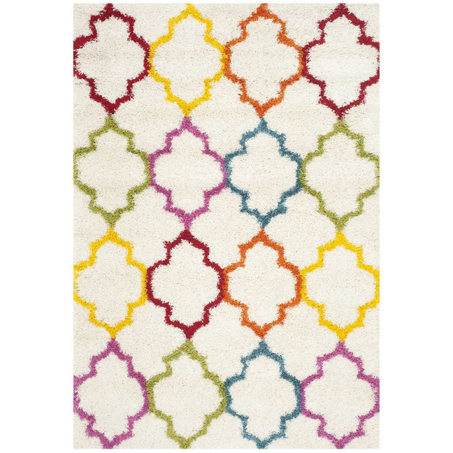 Shag Kids Ivory and Multi 5'3" x 7'6" Area Rug