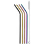 Metallic Reusable Stainless Steel Straw 4-pk. plus Wire Brush